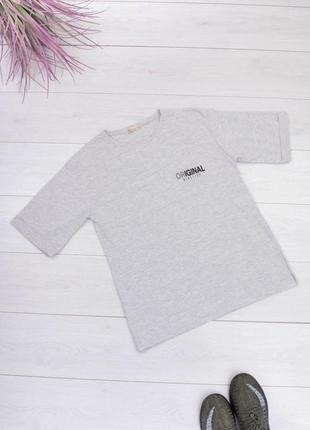 Стильна сіра футболка з написом оверсайз великий розмір батал