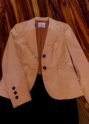 Элегантный жакет-пиджак "max mara" велюр пудрового цвета в рубчик3 фото