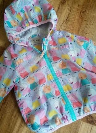 Ветровка на тканевой подкладке 9-12 мес. 80 див. свинка пеппа. peppa pig.
