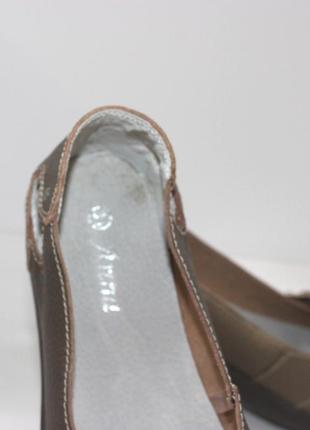 Женские кожаные летние туфли - бронза5 фото