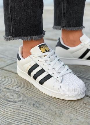 Adidas superstar білі кросівки унісекс білі адики8 фото