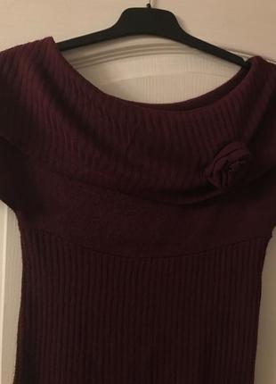 В'язана туніка/сукня з квіткою і рюшами3 фото