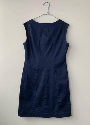 Брендовое платье футляр темно-синее классическое naf naf без рукавов6 фото