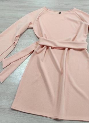 Оригінальна сукня-кейп в персиковому кольорі2 фото