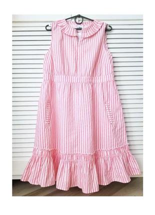 Ніжне лялькове оверсайз плаття міді літній в смужку розжева міді сукня mamalicious