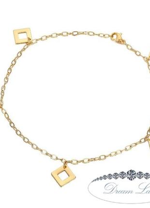 Женский браслет на ногу из нержавеющей медицинской стали с позолотой 035