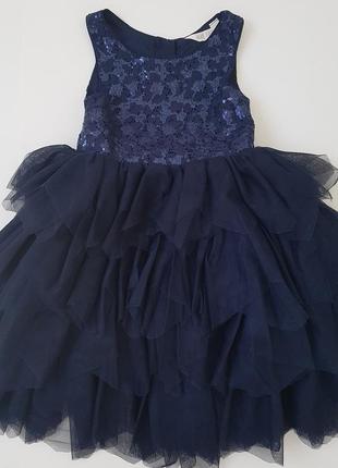 Шикарное нарядное платье с пайетками h&m tulle dress with sequins 7-8лет