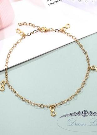 Женский браслет на ногу из нержавеющей медицинской стали с позолотой 037
