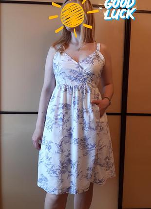 Натуральне плаття, сарафан у принт фламінго, пальми