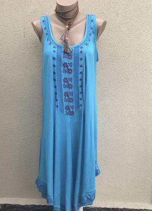 Сарафан,платье ассиметр.удлинен. по спинке,вышивка,этно,индия,большой разм.1 фото