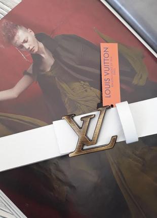 Ремень женский белый в стиле louis vuitton / ремінь пояс жіночий