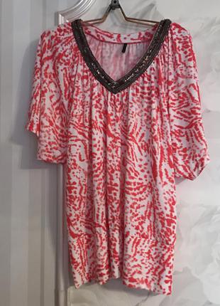 Яскрава трикотажна туніка, розмір xl, наш 60-62.