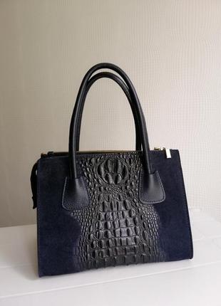 Шкіряна нова сумка genuine leather borse з натуральної шкіри, замші7 фото