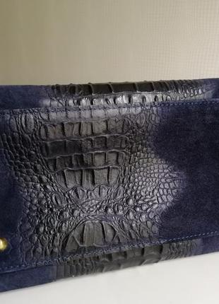 Кожаная новая сумка genuine leather borse из натуральной кожи, замши3 фото