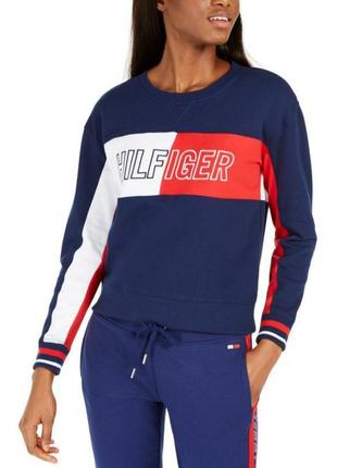 Свитшот женский tommy hilfiger синий с логотипом