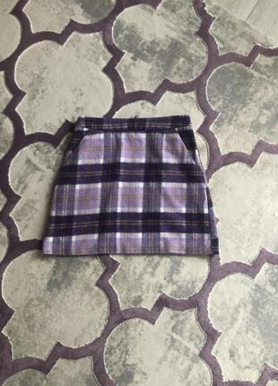 Мини юбка в клетку лилового цвета topshop