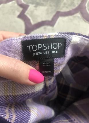 Мини юбка в клетку лилового цвета topshop5 фото