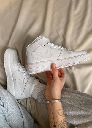 Nike air force 1 hi 26cm, женские белые высокие кроссовки найк, хайтопы найки белые, жіночі кросівки найк форс білі високі
