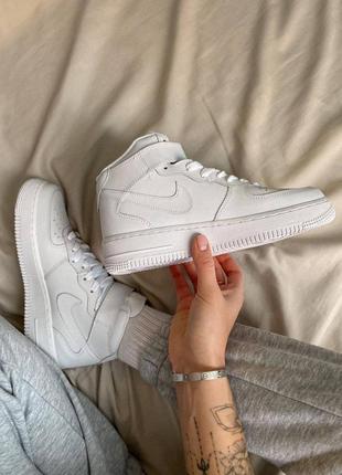 Nike air force 1 hi white, женские белые высокие кроссовки найк, хайтопы найки белые, жіночі кросівки найк форс білі високі1 фото