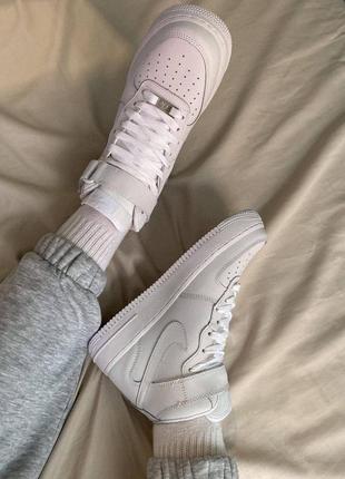 Nike air force 1 hi white, женские белые высокие кроссовки найк, хайтопы найки белые, жіночі кросівки найк форс білі високі7 фото