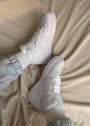 Nike air force 1 hi white, женские белые высокие кроссовки найк, хайтопы найки белые, жіночі кросівки найк форс білі високі4 фото