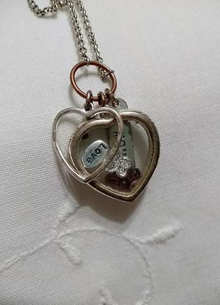 Mom. стеклянный кулон, подвеска сердце на серебристой цепочке3 фото