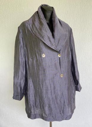 Фирменный стильный качественный натуральный пиджак из льна большого размера2 фото