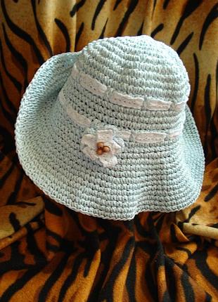 Супер шляпа летняя голубого цвета  58см.