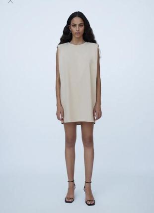 Zara новое из сайта крутое стильное платье футболка с плечиками1 фото