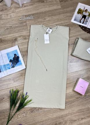 Zara новое из сайта крутое стильное платье футболка с плечиками4 фото