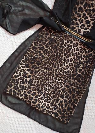Вечернее леопардовое платье в обтяжку с шифоном4 фото
