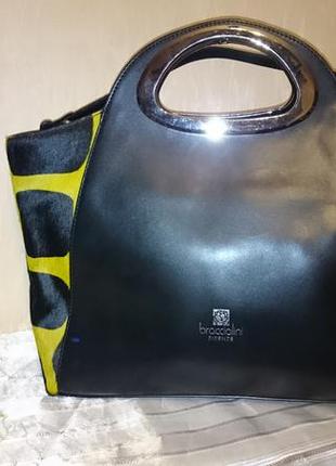 Брендовая итальянская сумка оригинал  braccialini  кожа, мех (с оригинальным пыльником )4 фото