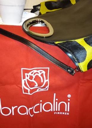 Брендовая итальянская сумка оригинал  braccialini  кожа, мех (с оригинальным пыльником )3 фото