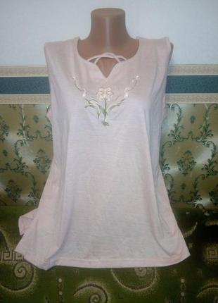 Майка однотонная женская жіноча кофточка с рисунком цветочек размер 50 52