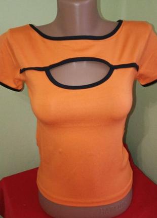 Женская футболка жіноча с коротким рукавом кофточка с вырезом на груди топ турция1 фото