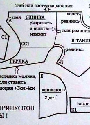 Выкройка основа для моделирования одежды собак мелких и средних пород комбинезон1 фото