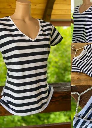 Фирменная стильная качественная натуральная котоновая футболка тельняшка