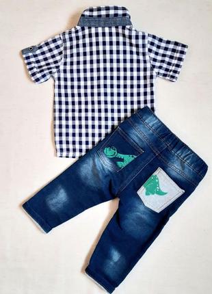 Рубашка в клетку под джинсы "george" англия на 6-9 месяцев (68-74см)2 фото