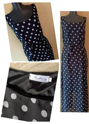 Красивое шифоновое макси платье в горох fashion