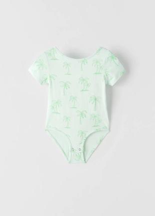 Боді бодік в принт пальми zara