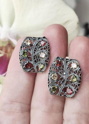 Серебряные серьги 925пробы, черненое серебро