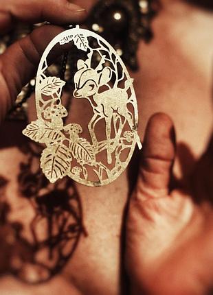 Резная металлическая подвеска кулон ожерелье колье олень лес