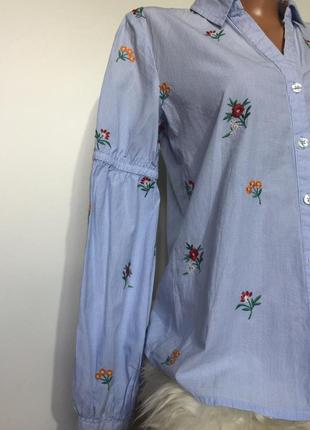 Рубашка с объёмным рукавом,вышивкой