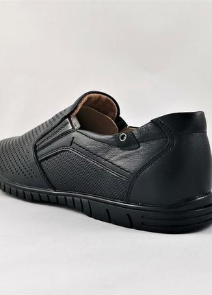 Мужские мокасины летние кроссовки сеточка черные кожаные туфли4 фото