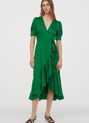 Сатинове плаття на запах тренд h&m p.36