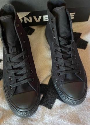 Кеди converse all star high black monochrome (m3310) моно чорні високі1 фото