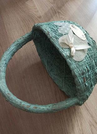 Декоративная плетенная корзинка, корзина из соломы4 фото