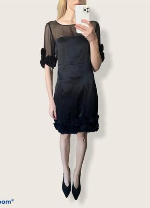 100% шелк. черное вечернее платье javanna коктейльное вечернее короткий1 фото