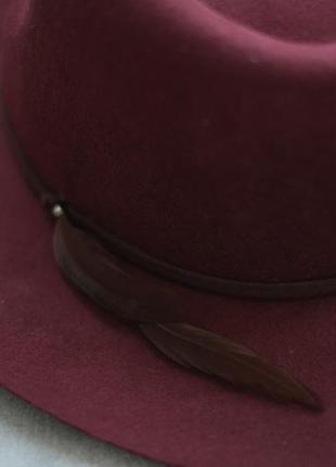 Шляпа бордовая 100% шерсть2 фото