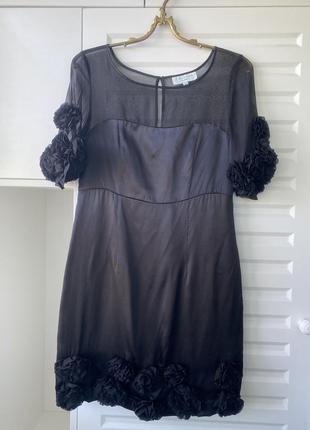 100% шелк. черное вечернее платье javanna коктейльное вечернее короткий5 фото